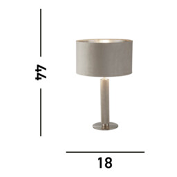 London Table Lamp, Knurled Satin Silver, Taupe Velvet Shade - thumbnail 3