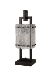 Western Table Lamp, 1 Light E27, Matt Black, Crystal Sand Glass - thumbnail 3