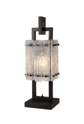 Western Table Lamp, 1 Light E27, Matt Black, Crystal Sand Glass - thumbnail 1