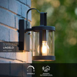 Lindelo Cottage Wall Lantern Light Outdoor - 1xE27 - IP23 - Black - thumbnail 2