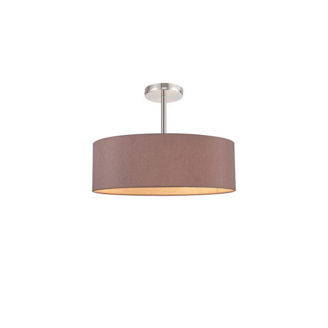 Baymont Polished Chrome 5 Light E27 Semi Flush Fixture, With 45cm x 15cm Dual Faux Silk Shade, Taupe/Halo Gold - image 1