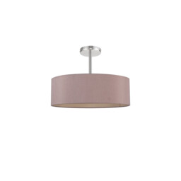 Baymont Polished Chrome 5 Light E27 Semi Flush Fixture, With 45cm x 15cm Dual Faux Silk Shade, Taupe/Halo Gold - thumbnail 5