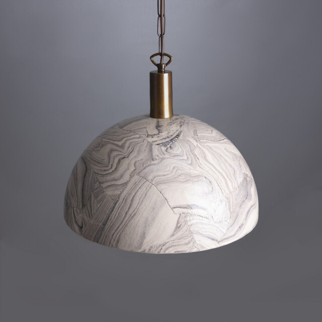 Kauri Dome Pendant 37cm Marbled, Antique Brass - image 1
