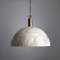 Kauri Dome Pendant 37cm Marbled, Antique Brass - thumbnail 2