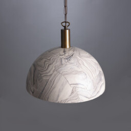 Kauri Dome Pendant 37cm Marbled, Antique Brass - thumbnail 1