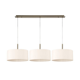 Baymont Antique Brass 3 Light E27 Linear Pendant With 40cm x 18cm Dual Faux Silk Shade, Nude Beige/Moonlight - thumbnail 5