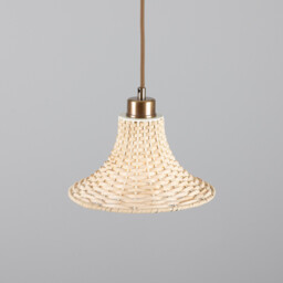 Savannah Rattan Small Dome Pendant, Antique Brass - thumbnail 2