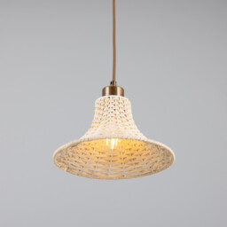 Savannah Rattan Small Dome Pendant, Antique Brass - thumbnail 3