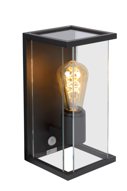 Claire Modern Wall Lantern Light Outdoor, PIR Sensor - 1xE27 - IP54 - Anthracite - image 1