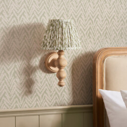 Bibury Natural Ash Wall Light with Herb Garden Green Fabric Leaf Shade 20cm B22 - thumbnail 5