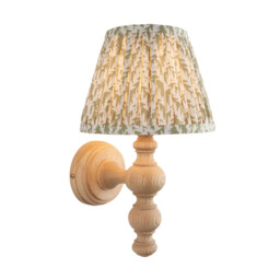 Bibury Natural Ash Wall Light with Herb Garden Green Fabric Leaf Shade 20cm B22