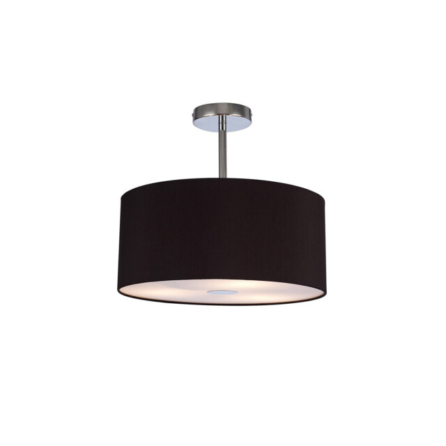 Baymont Polished Chrome 3 Light E27 Semi Flush With 40cm x 18cm Dual Faux Silk Shade, Black/Green Olive - image 1