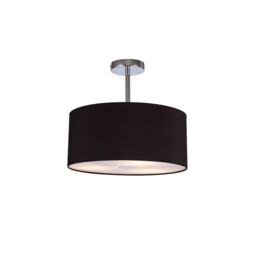 Baymont Polished Chrome 3 Light E27 Semi Flush With 40cm x 18cm Dual Faux Silk Shade, Black/Green Olive