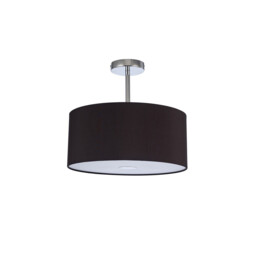 Baymont Polished Chrome 3 Light E27 Semi Flush With 40cm x 18cm Dual Faux Silk Shade, Black/Green Olive - thumbnail 5