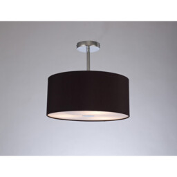 Baymont Polished Chrome 3 Light E27 Semi Flush With 40cm x 18cm Dual Faux Silk Shade, Black/Green Olive - thumbnail 2