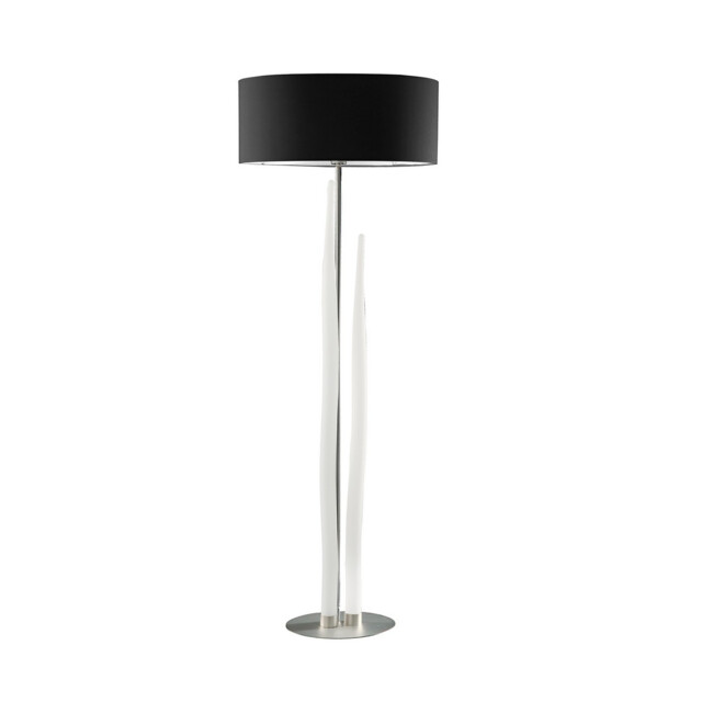 Estalacta Floor Lamp 3 Light GU10 Indoor, Silver/Opal White With Black Shade - image 1
