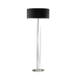 Estalacta Floor Lamp 3 Light GU10 Indoor, Silver/Opal White With Black Shade - thumbnail 1