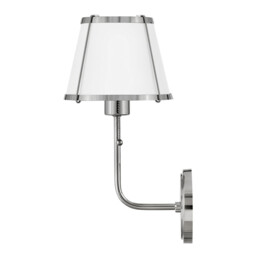 Hinkley Clarke Wall Lamp with Shade Contemporary Polished Nickel, White Metal Shade 1x E27 - thumbnail 2
