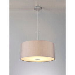 Baymont Polished Chrome 3 Light E27 Single Pendant With 50cm x 20cm Faux Silk Shade, Grey/White Laminate - thumbnail 2