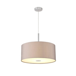Baymont Polished Chrome 3 Light E27 Single Pendant With 50cm x 20cm Faux Silk Shade, Grey/White Laminate - thumbnail 5