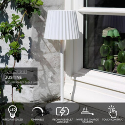 Justine Cottage Rechargeable Table lamp Outdoor - Battery - LED Dim. - 1x2W 2700K - IP54 - With wireless charging pad - White - thumbnail 2