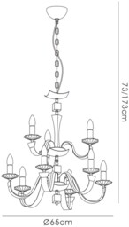 Nardini Ceiling Pendant Chandelier 2 Tier 9 Light Polished Chrome Dark Brown Faux Leather, Crystal - thumbnail 3