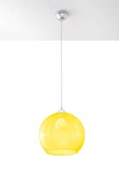 Ball 1 Light Glass Dome Ceiling Pendant Yellow, Chrome, E27 - thumbnail 3