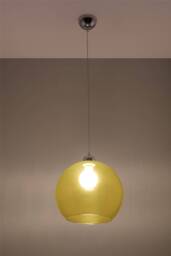 Ball 1 Light Glass Dome Ceiling Pendant Yellow, Chrome, E27 - thumbnail 2