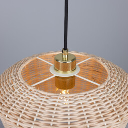 Manila Rattan Large Dome Pendant, Polished Brass - thumbnail 5