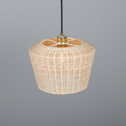 Manila Rattan Large Dome Pendant, Polished Brass - thumbnail 2
