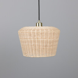 Manila Rattan Large Dome Pendant, Polished Brass - thumbnail 3