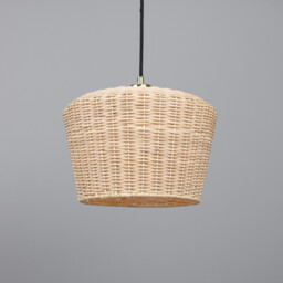 Manila Rattan Large Dome Pendant, Polished Brass - thumbnail 1