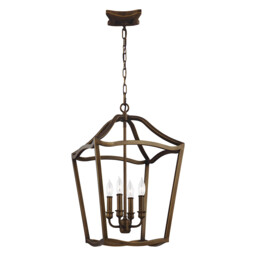 Yarmouth 4 Light Candle Pendant Chain Lantern, Painted Aged Brass
