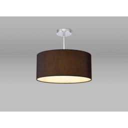 Baymont Polished Chrome E27 Semi Flush With 40cm x 18cm Faux Silk Shade, Black/White Laminate - thumbnail 2