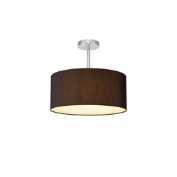 Baymont Polished Chrome E27 Semi Flush With 40cm x 18cm Faux Silk Shade, Black/White Laminate