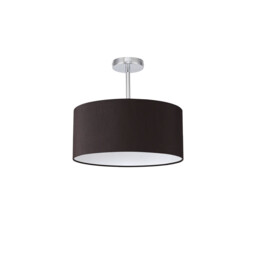 Baymont Polished Chrome E27 Semi Flush With 40cm x 18cm Faux Silk Shade, Black/White Laminate - thumbnail 5