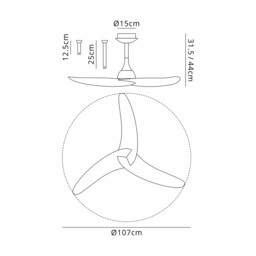 Ipanema 1m 32W Triple Blade Ceiling Fan (No Light), Remote Control, Black/Wood, 5yrs Warranty - thumbnail 3
