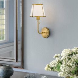 Hinkley Clarke Wall Lamp with Shade Contemporary Darkened Brass, Ivory Linen Shade 1x E27 - thumbnail 2