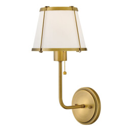 Hinkley Clarke Wall Lamp with Shade Contemporary Darkened Brass, Ivory Linen Shade 1x E27