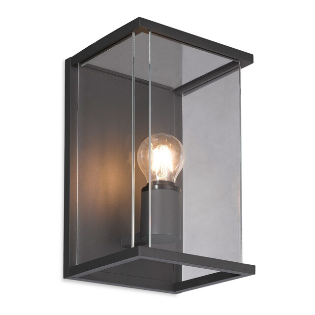 Carlton 1 Light Outdoor Wall Lantern Graphite, Clear Glass IP54, E27