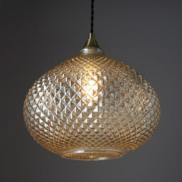 Livia Single Pendant Light Champagne Glass, Antique Brass Plate - thumbnail 5