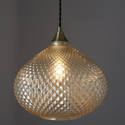 Livia Single Pendant Light Champagne Glass, Antique Brass Plate - thumbnail 3