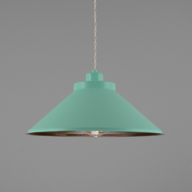 Rio Coloured Dome Pendant Light, Antique Brass, Mint Turquoise - image 1