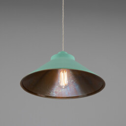 Rio Coloured Dome Pendant Light, Antique Brass, Mint Turquoise - thumbnail 2