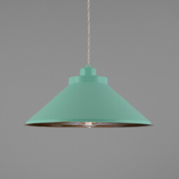 Rio Coloured Dome Pendant Light, Antique Brass, Mint Turquoise - thumbnail 1