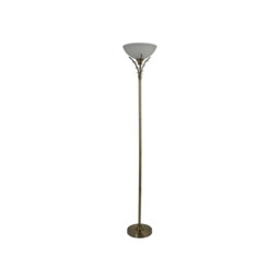 Linea 1 Light Floor Lamp Uplighter Antique Brass and Opal Glass, E27 - thumbnail 2
