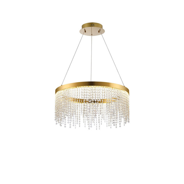 Bano Round Dimmable Pendant 29W LED, 4000K, 3500lm, French Gold / Crystal Chain, 3yrs Warranty - image 1