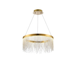 Bano Round Dimmable Pendant 29W LED, 4000K, 3500lm, French Gold / Crystal Chain, 3yrs Warranty - thumbnail 1