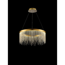 Bano Round Dimmable Pendant 29W LED, 4000K, 3500lm, French Gold / Crystal Chain, 3yrs Warranty - thumbnail 2
