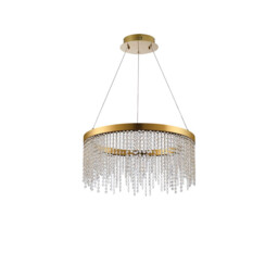 Bano Round Dimmable Pendant 29W LED, 4000K, 3500lm, French Gold / Crystal Chain, 3yrs Warranty - thumbnail 3